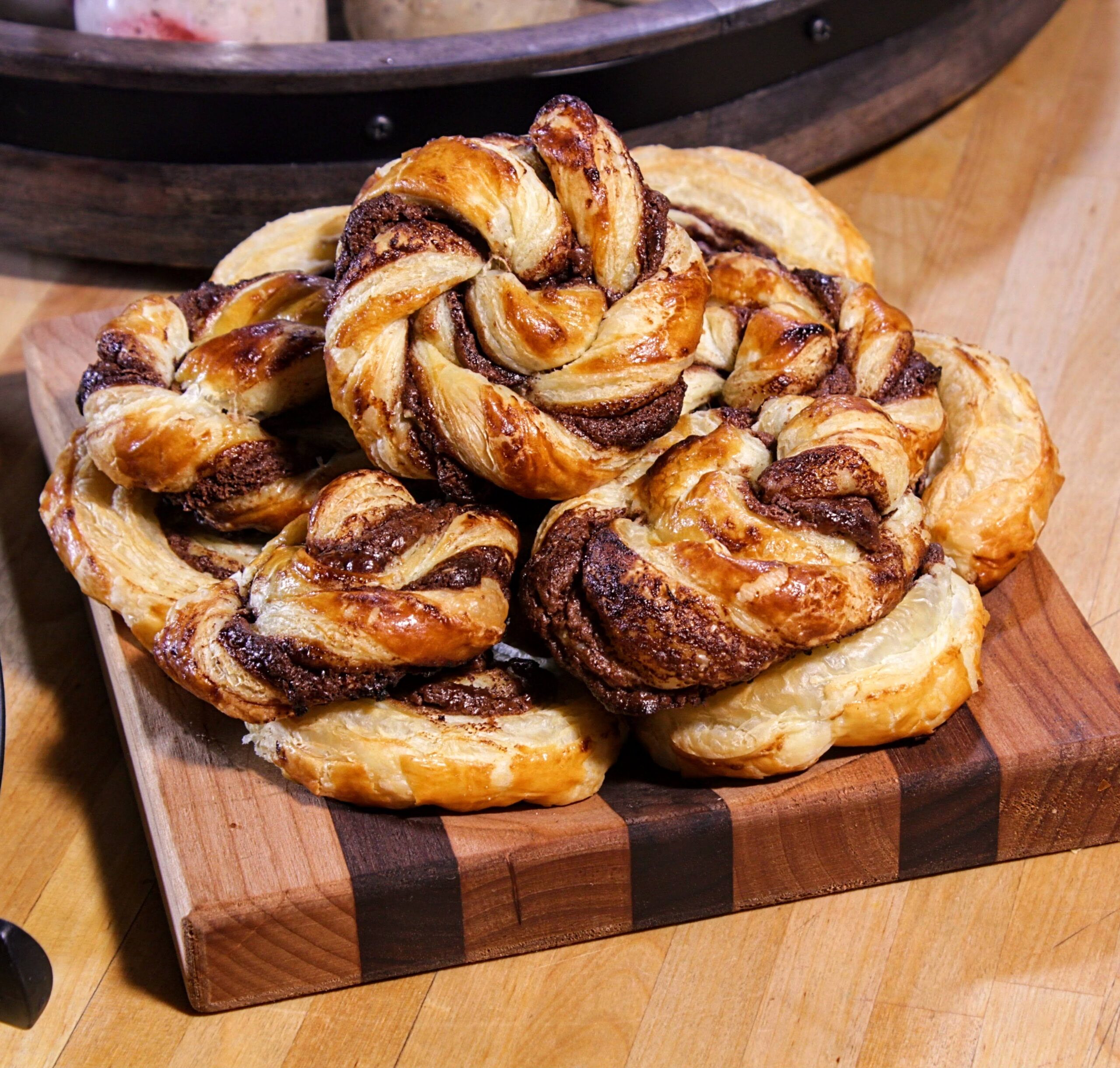 Puff pastry twisted with chocolate